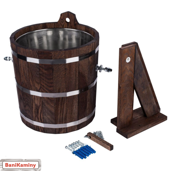 Обливное устройство Woodson с нержавеющей вставкой, 20л., дуб в тёмном