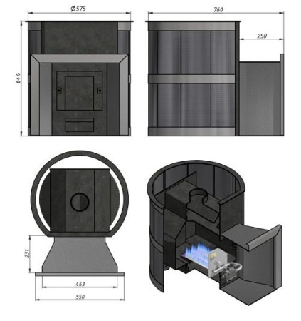 Печь газодровяная для бани Везувий Лава 18 (ДТ-3)