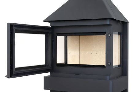 Камин Прага Три Стекла черный