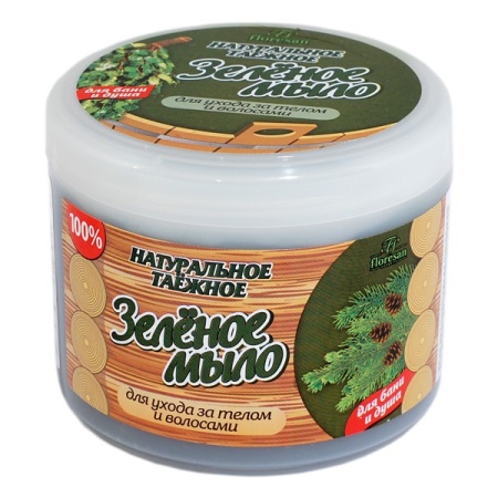 Мыло натуральное таёжное ЗЕЛЁНОЕ для бани и душа 450 г
