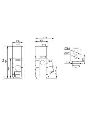 Дровяная печь для бани Термофор Бирюса 2013 Inox Витра ЗК антрацит