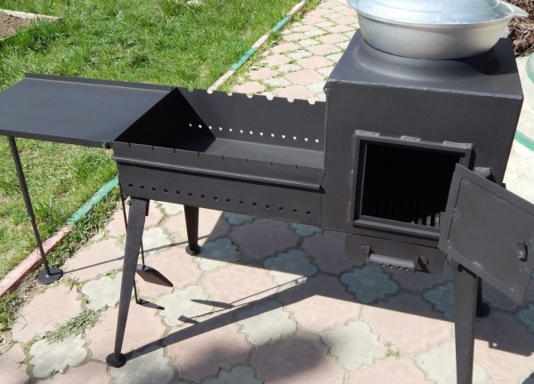 Мангал-печь Буран 2 с откидной крышкой (столик) Арт.55