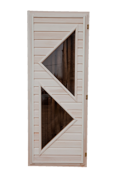 Дверь деревянная со стеклом №19 липа 1,9*0,7 для бани и сауны