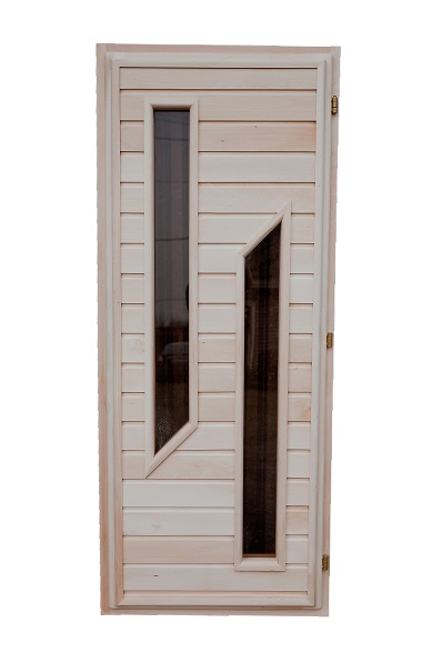 Дверь деревянная со стеклом №10 липа 1,8*0,7 для бани и сауны
