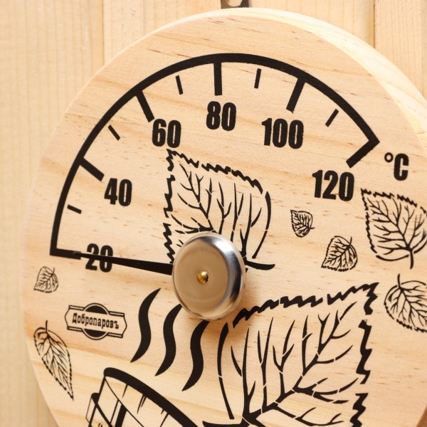 Термометр для бани "Листья",деревянный,d=14см,Добропаровъ 9785835