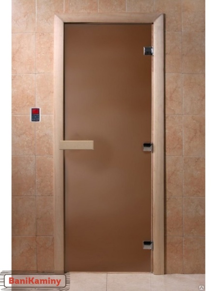 Дверь для сауны БРОНЗА МАТОВАЯ 1800*800 6мм DoorWood (коробка осина)